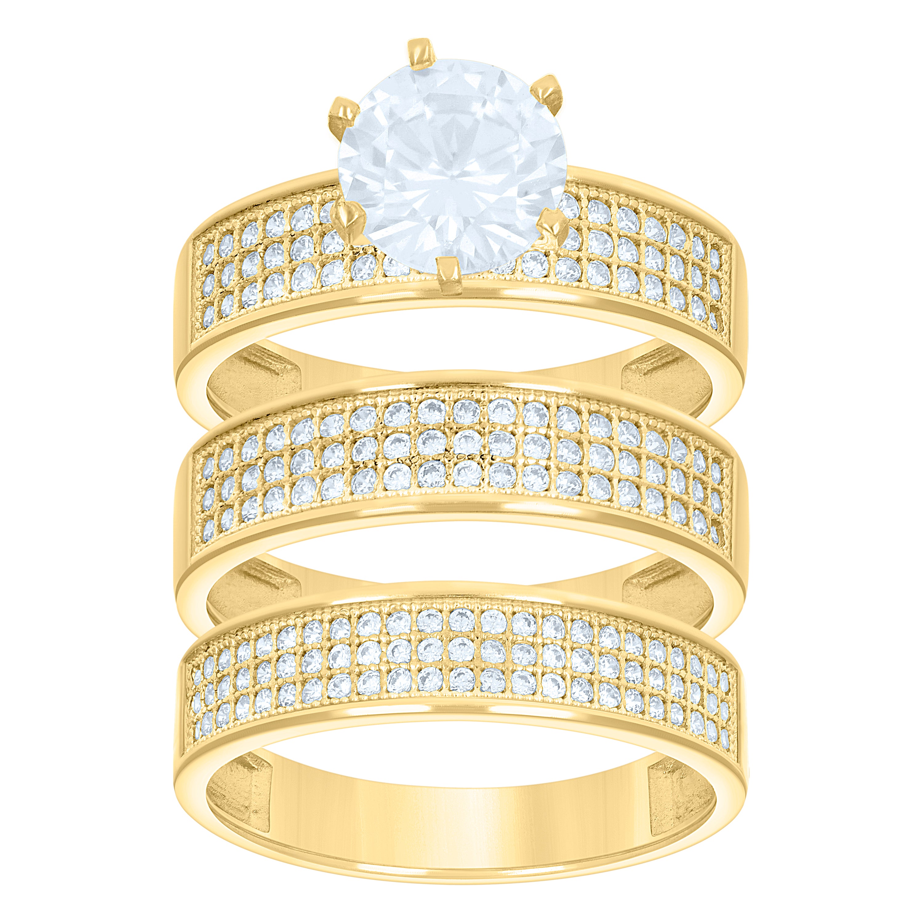 14Kt Gold Cz Trio Ring