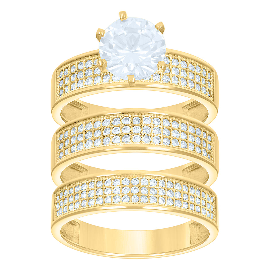 14Kt Gold Cz Trio Ring