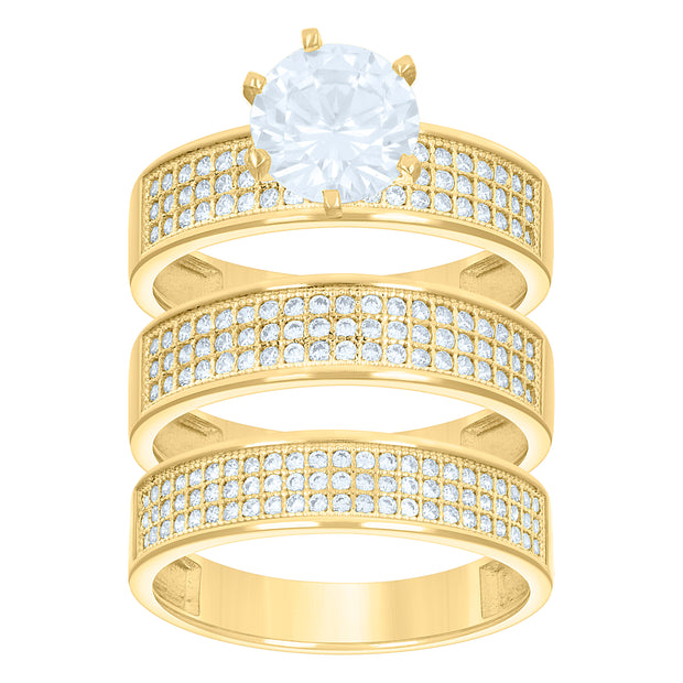 14Kt Gold Cz Trio Ring