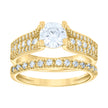 14Kt Gold Womens Two-Tone Cz Duo White Center Stone Sz7 Wedding Engagement Bridal Set Band Ring