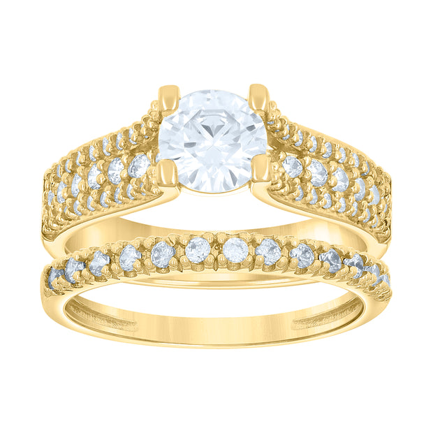 14Kt Gold Cz Duo Ring