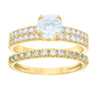 14Kt Gold Womens Two-Tone Cz Duo Three Center Stone White Sz7 Wedding Engagement Bridal Set Band Ring