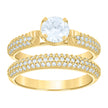 14Kt Two-Tone Gold Womens Cz Duo Center Stone White Sz7 Wedding Engagement Bridal Set Band Ring