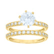 14Kt Gold Womens Two-Tone Cz Duo Center White Stone Sz7 Wedding Engagement Bridal Set Band Ring