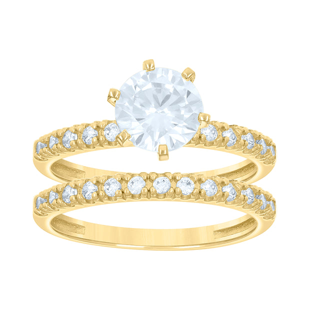 14Kt Gold Cz Duo Ring
