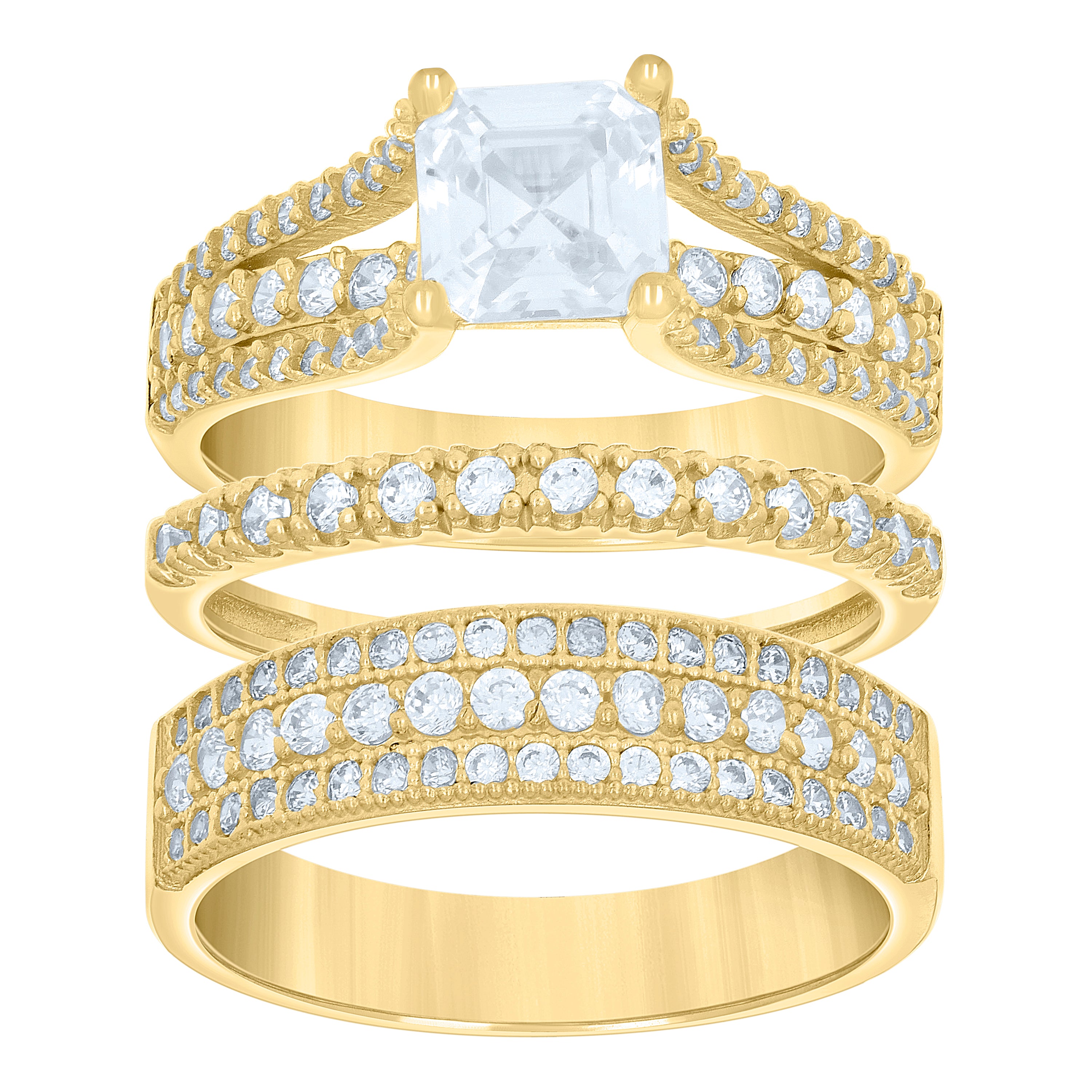 14Kt Gold Cz Trio Ring