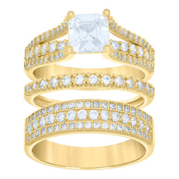 14Kt Gold Cz Trio Ring