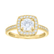14Kt Gold Womens Two-Tone Cz Square Halo Center White Stone Wedding Engagement Band Ring