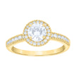 14Kt Gold Womens Two-Tone Cz Round Halo Center Stone White Wedding Engagement Band Ring