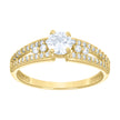 14Kt Gold Womens Two-Tone Cz Center White Stone Wedding Engagement Band Ring