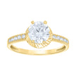 14Kt Two-Tone Gold Womens Cubic Zirconia Diamond-Cut Halo Engagement Ring