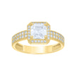 14Kt Gold Womens Two-Tone Cz Princess-Cut Center Stone Wedding Engagement Band Ring