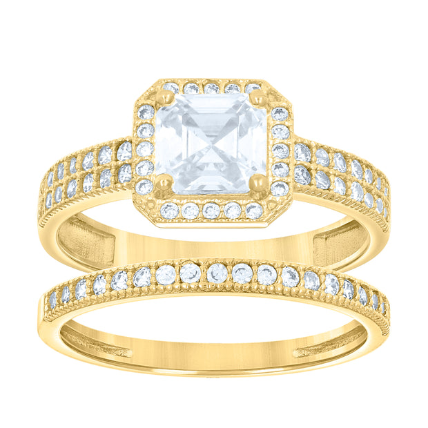14Kt Gold Cz Duo Ring