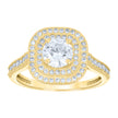 14Kt Gold Womens Two-Tone Double Square Halo Center Stone Round Wedding Engagement Band Ring