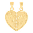 14Kt Yellow Gold Womens Diamond-Cut I Love You Broken Heart Ht:27.4Mm Pendant Charm