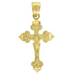 14Kt Yellow Gold Unisex Diamond-Cut Cross Crucifix Ht:25Mm Religious Pendant Charm