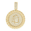 925 Sterling Silver Yellow-tone Men Cubic-Zirconia Praying Hands Symbol Religious Charm Pendant 
