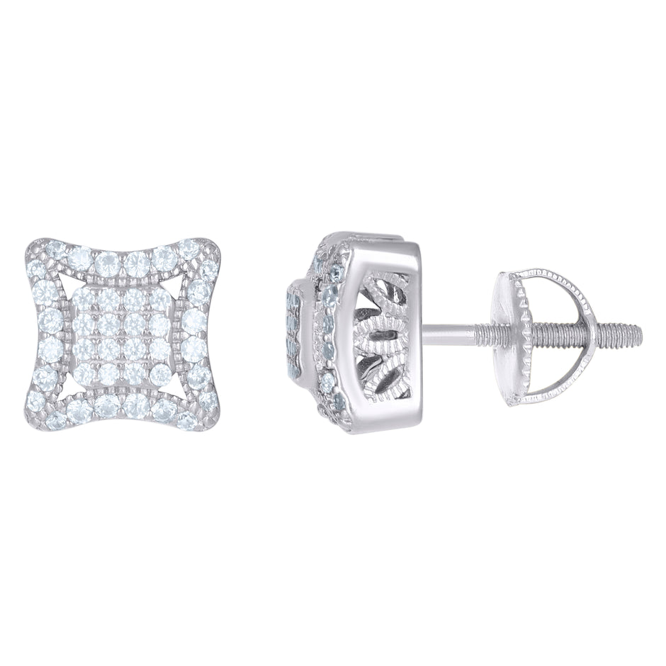 925 Sterling Silver Unisex Cubic-Zirconia Fashion Stud Earrings