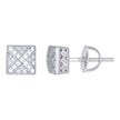 925 Sterling Silver Unisex Cubic-Zirconia Square Fashion Stud Earrings