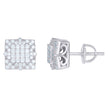 925 Sterling Silver Mens Women Unisex Round Cubic Zirconia Stud Cluster Square Fashion Earrings