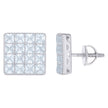 925 Sterling Silver Mens Womens Unisex Princess Cubic Zirconia Stud Cluster Square Fashion Earrings