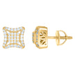 925 Sterling Silver Mens Yellow-Tone Cubic Zirconia Square Kite Stud Earrings