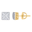 925 Sterling Silver Yellow-tone Unisex Cubic-Zirconia Square Fashion Stud Earrings