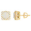 925 Sterling Silver Mens Yellow-Tone Cubic Zirconia Square Kite Stud Earrings