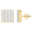 925 Sterling Silver Mens Yellow-Tone Cubic Zirconia Princess Cut Square Stud Earrings