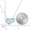 925 Sterling Silver Women Turquoise Cubic Zirconia Rolo Link Heart Necklace