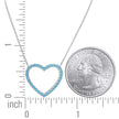 925 Sterling Silver Women Turquoise Cubic Zirconia Rolo Link Heart Necklace