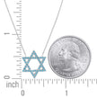 925 Sterling Silver Women Turquoise Cubic Zirconia Rolo Link Star Of David Necklace