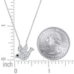 925 Sterling Silver Women Black & White Cubic Zirconia Rolo Link Bird Necklace