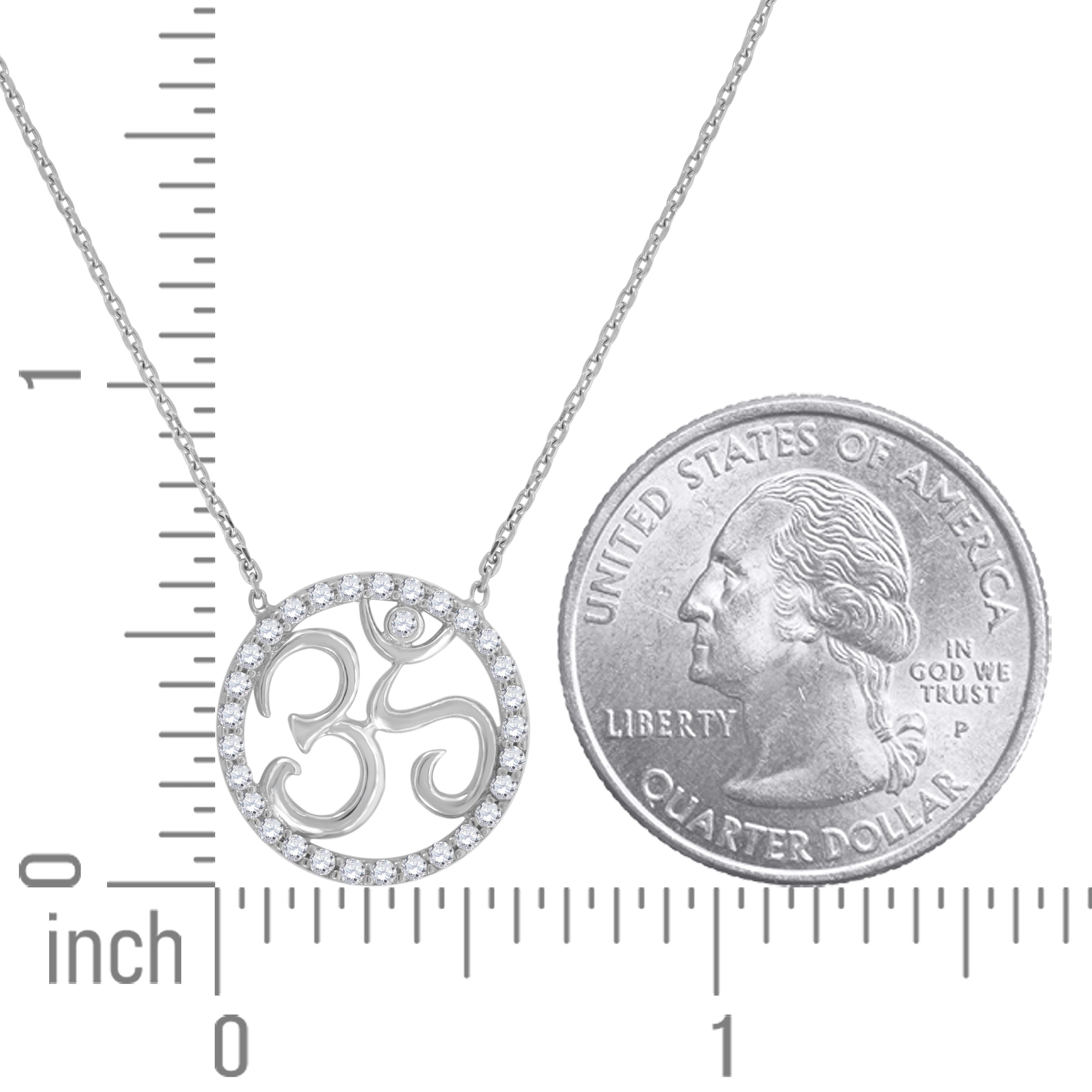 925 Sterling Silver Women Cubic Zirconia Rolo Link Ohm Necklace