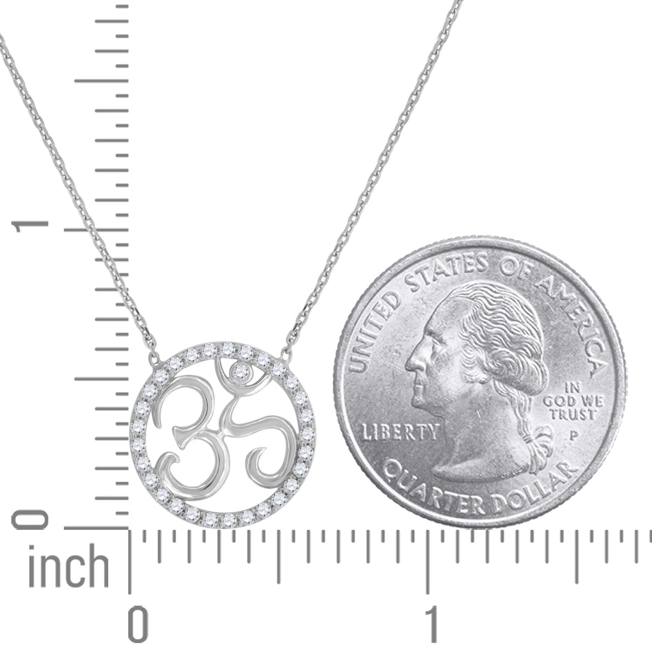925 Sterling Silver Women Cubic Zirconia Rolo Link Ohm Necklace