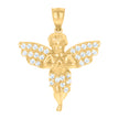 10kt Yellow Gold Mens Cubic-Zirconia Praying Angel Religious Charm Pendant