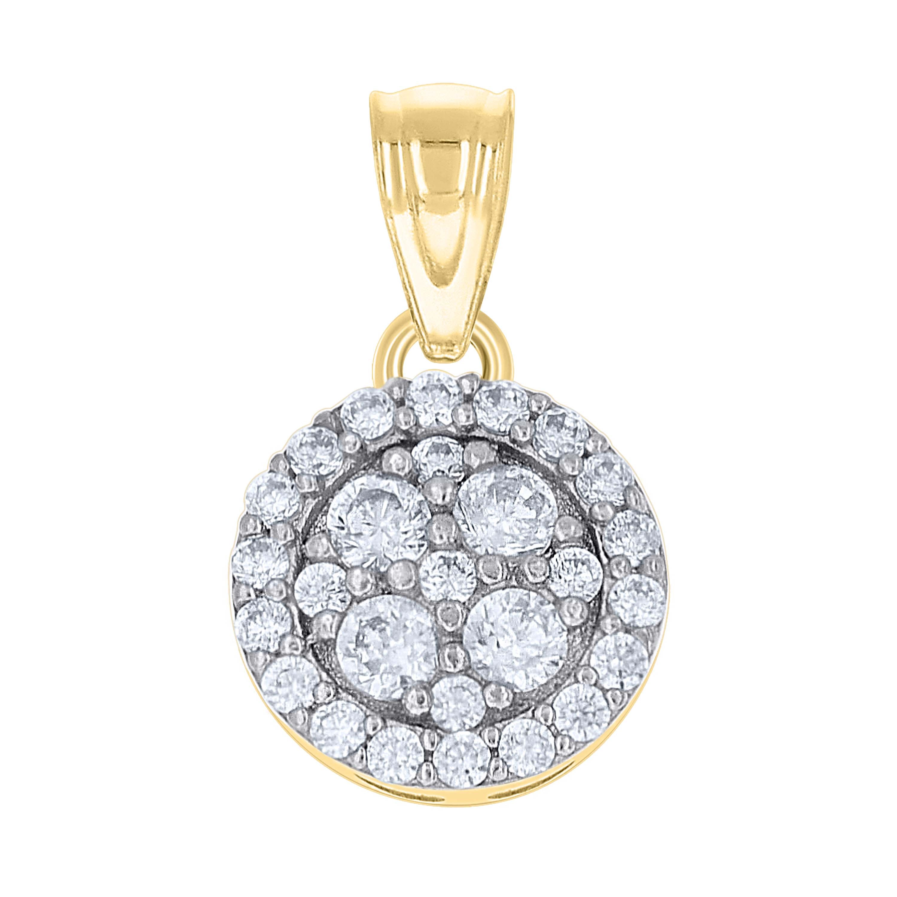 10kt Gold Two-Tone Cubic-Zirconia Womens Round Charm Pendant