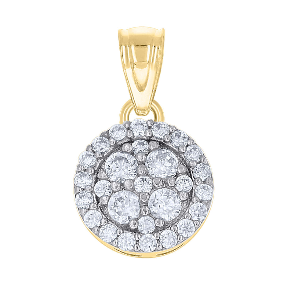 10kt Gold Two-Tone Cubic-Zirconia Womens Round Charm Pendant
