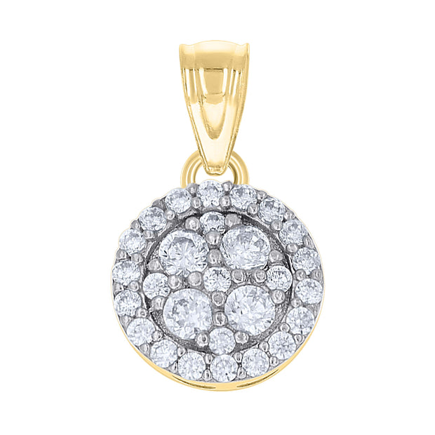 10kt Gold Two-Tone Cubic-Zirconia Womens Round Charm Pendant