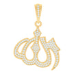 925 Sterling Silver Yellow-Tone Cubic Zirconia Mens Islamic Allah Religious Pendant Charm