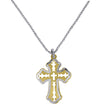 925 Sterling Silver Yellow-Tone Women Rolo Link Cross Necklace