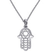 925 Sterling Silver Women Rolo Link Humsa Necklace