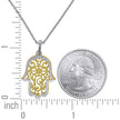925 Sterling Silver Yellow-Tone Women Rolo Link Humsa Necklace