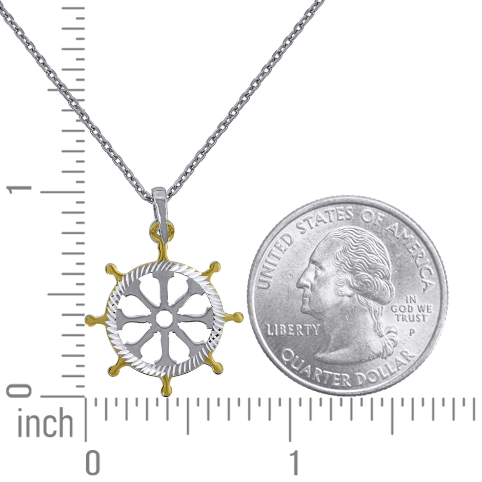 925 Sterling Silver Yellow-Tone Women Rolo Link Anchor Necklace