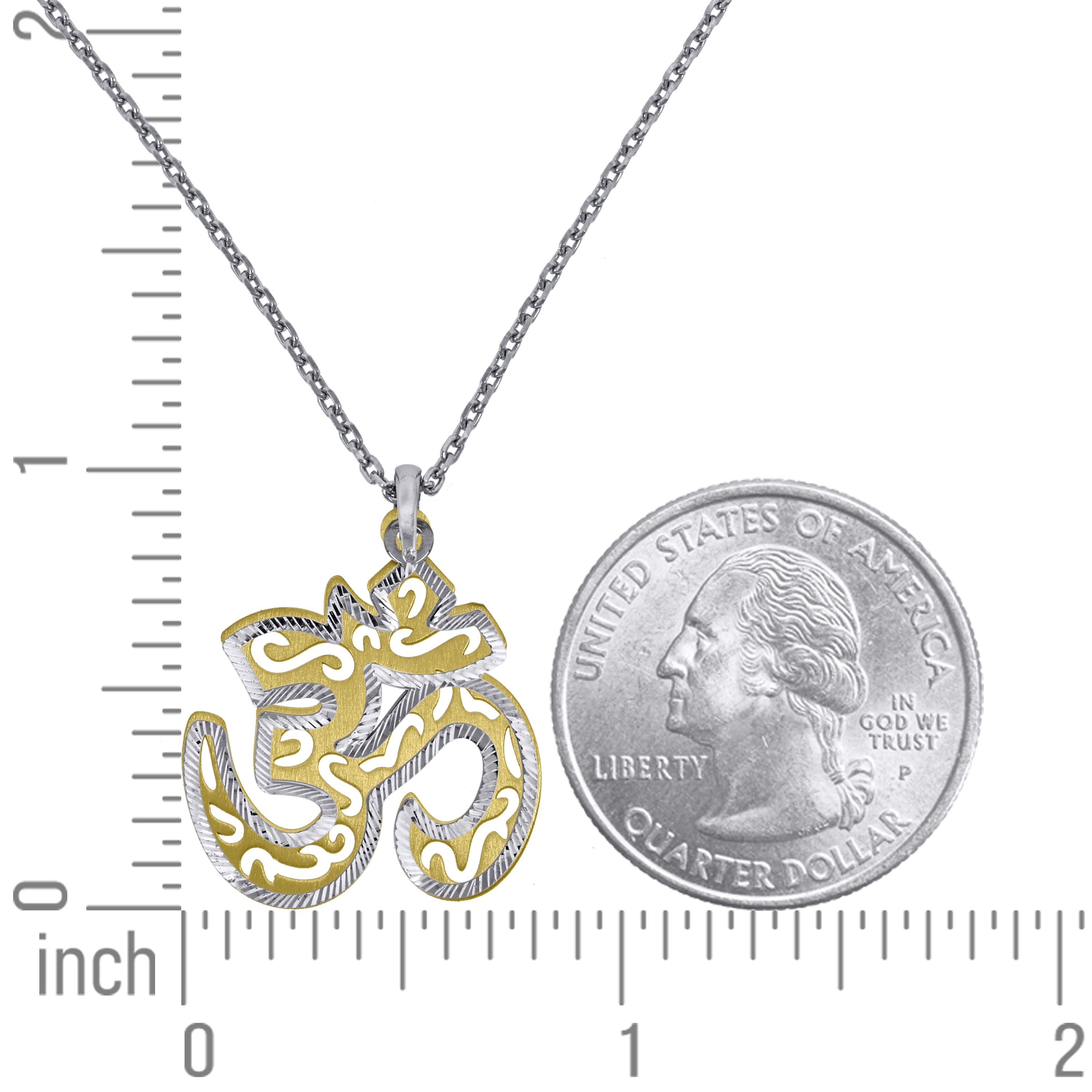 925 Sterling Silver Yellow-Tone Women Rolo Link Ohm Necklace