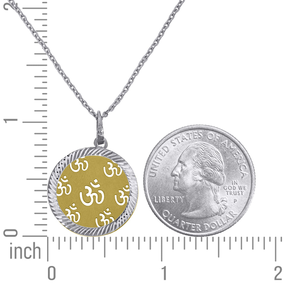 925 Sterling Silver Yellow-Tone Women Rolo Link Ohm Necklace