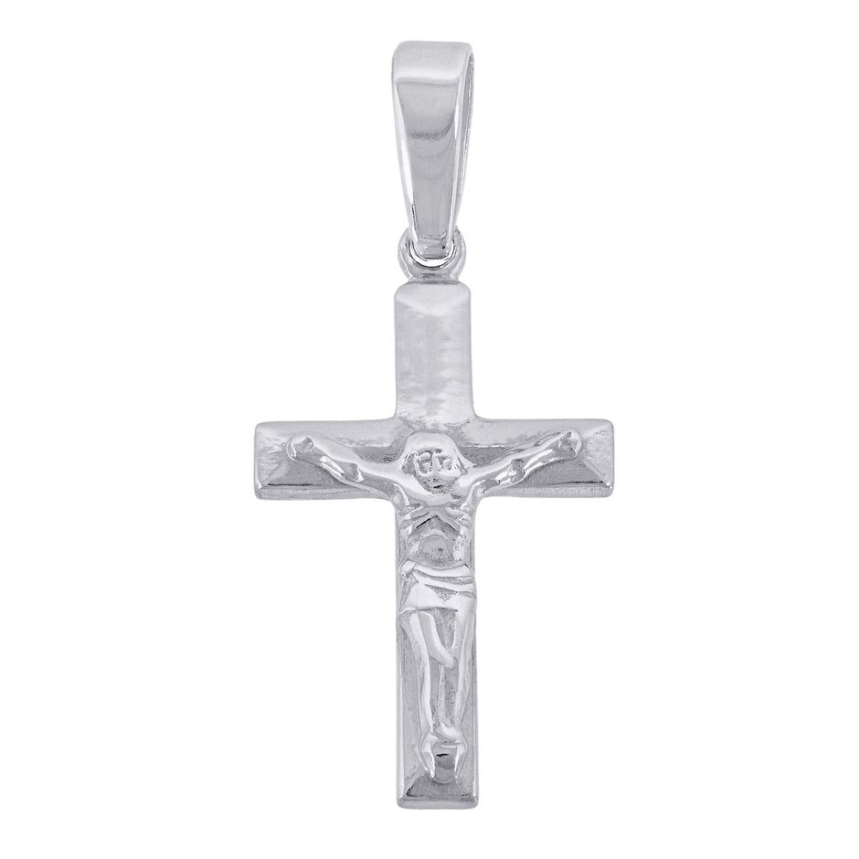 925 Sterling Silver Unisex Cubic-Zirconia Religious Crucifix Charm Pendant