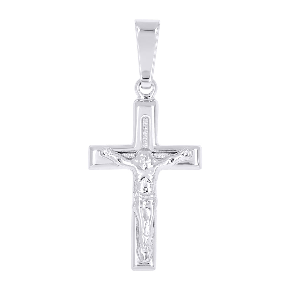925 Sterling Silver Unisex Cubic-Zirconia Religious Crucifix Charm Pendant