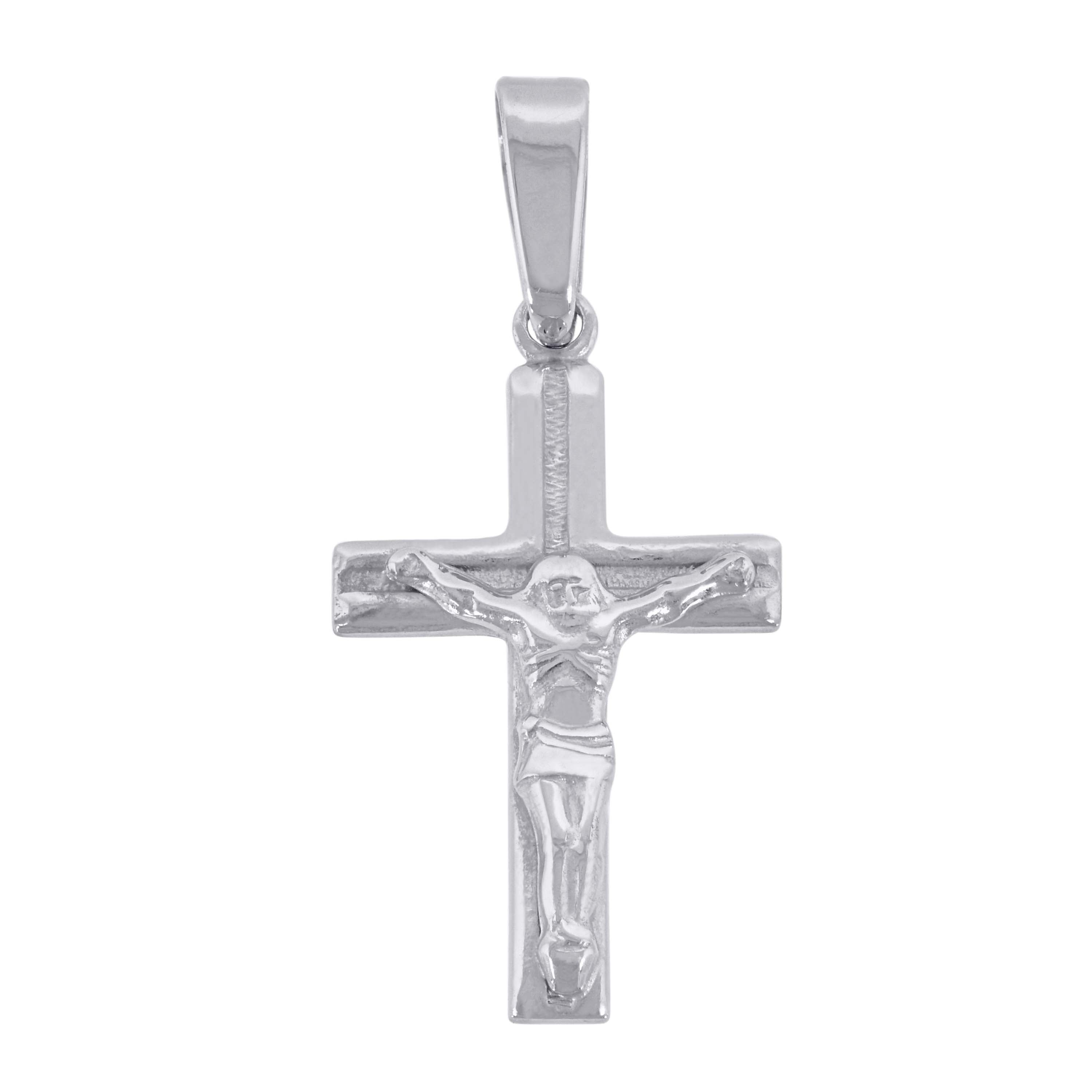 925 Sterling Silver Unisex Cubic-Zirconia Religious Crucifix Charm Pendant