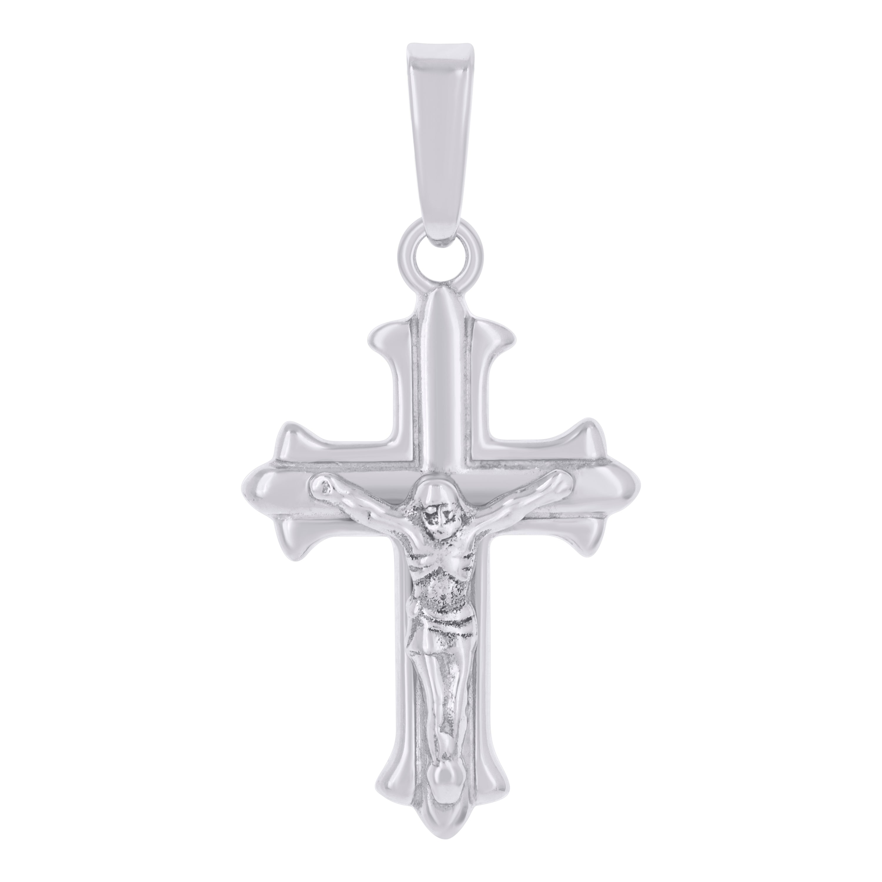 925 Sterling Silver Unisex Cubic-Zirconia Religious Crucifix Charm Pendant